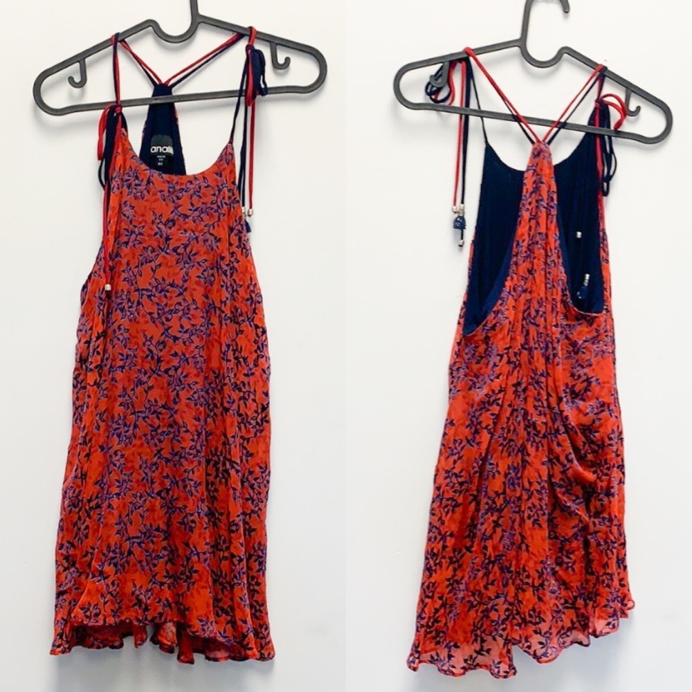 Analili red and blue flowy top